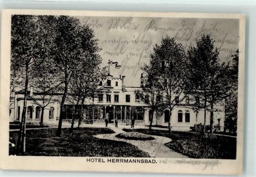 Bad Lausick 1911 Hotel Herrmannsbad Fahne Männer
