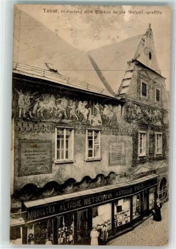 Tábor Handlung Historische Fassade Foto-AK