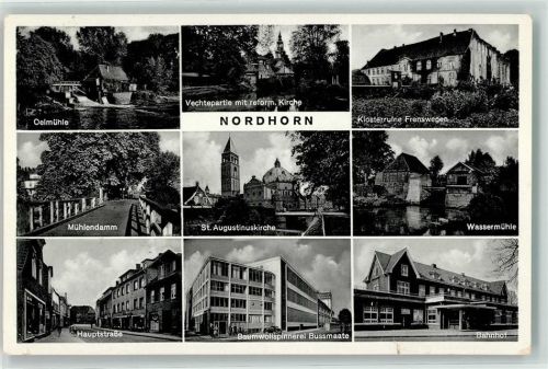 Nordhorn 1953 Ölmühle Ref. Kirche Bahnhof Fabrik St. Augustinus Kirche
