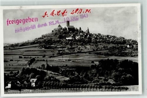 Krofdorf-Gleiberg 1943 Burg Gleiberg mit Zensurstempel