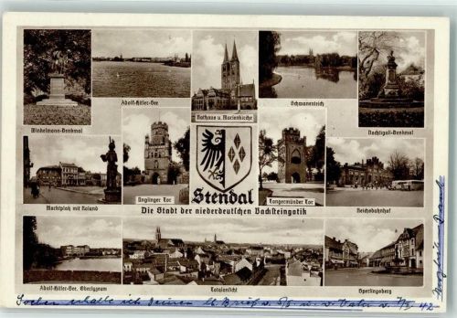 Stendal WK II Adolf Hitler See Winkelmann Denkmal Rathaus Marienkirche Nachtigall Denkmal
