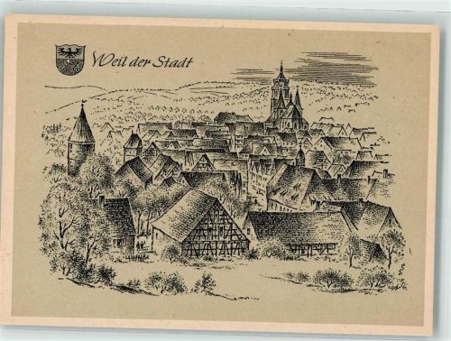 71263 W7252 Weil der Stadt Künstlerkarte Weil der Stadt Zeichnung sign. L.Schäfer-Grohe Württembergische Städtebilder Nr.98
