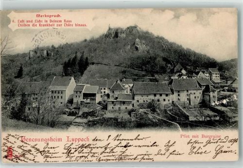 Ferrette 1903 Genesungsheim Luppach Burgruine Merkspruch