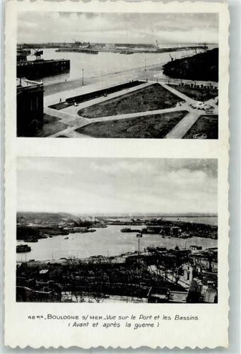 Boulogne-sur-Mer Hafen vor und nach dem Krieg