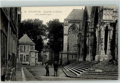 Chartres 1908 la grille de l`evecke et le portail nord