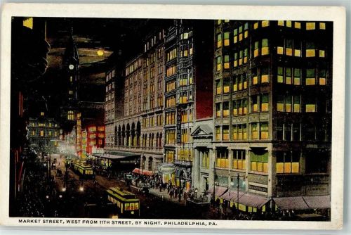 Philadelphia Market Street Straßenbahn bei Nacht