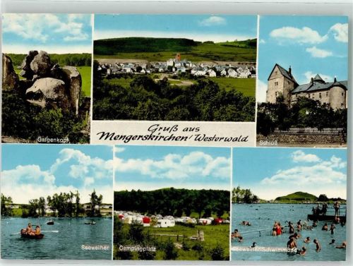 Mengerskirchen Galgenkopf Schloß Seeweiher Campingplatz Schwimmbad Bademode Ruderboot Gruß