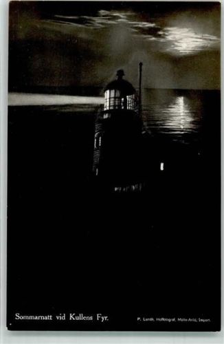Mölle 1934 Leuchtturm Kullens fyr Ort lt. Stempel Nacht