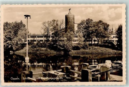 Oppeln 1942 Schlossteich Gasthaus Regierungsgebäude