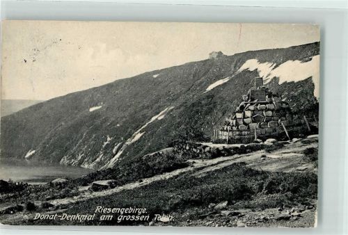 Hirschberg im Riesengebirge Donat Denkmal Am großen Teich Ort lt. Stempel