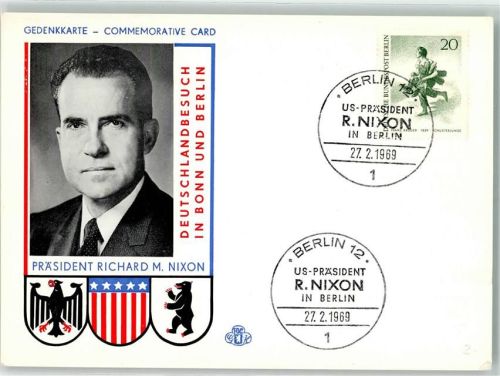 Berlin Mitte Richard M.Nixon Gedenkkarte Wappen Sonderstempel