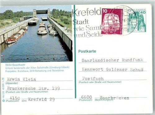 21502 W2054 Geesthacht - Alte Salzstraße Sxhiff Boot Saarländischer Rundfunk Kennwort Goldener Schuss
