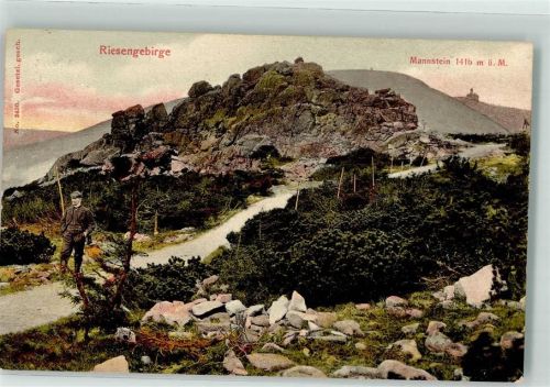 Riesengebirge 1909 Mannstein Hüttenstempel Peterbaude