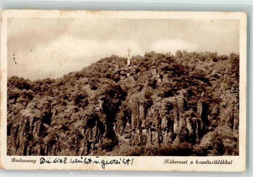 Badacsonytomaj 1933 Denkmal Steinernes Kreuz Foto AK