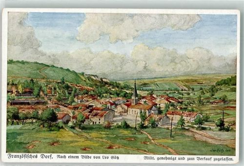 sign. L.Götz Feldpostkarte Französisches Dorf