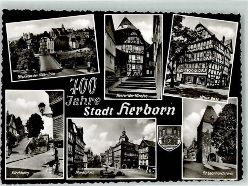 Herborn Blick v.d. Dillbrücke Kirchberg Marktplatz St. Leonhardsturm Haus Bast