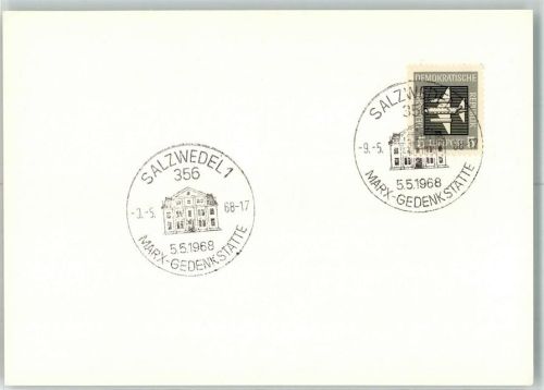 Salzwedel Sonderstempel 5. 5. 1968 Marx Gedenkstätte