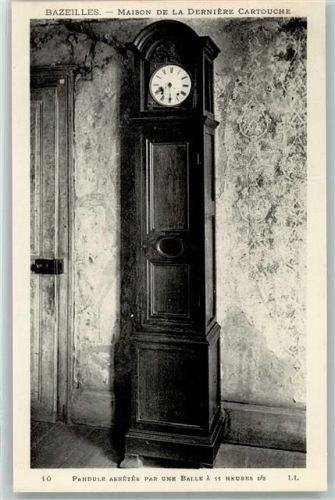 Bazeilles Pendeluhr auf AK Haus der letzten Kartusche LL Nr.10