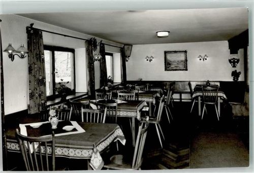 Burgberg Gasthaus Sonnenhalde Gaststube Foto Orginal aus Archiv eines Ansichtskartenverlags Ort handschriftlich