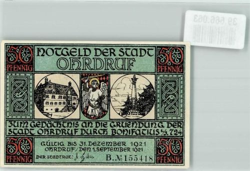 Ohrdruf 1921 50 Pfennig B. No. 155418