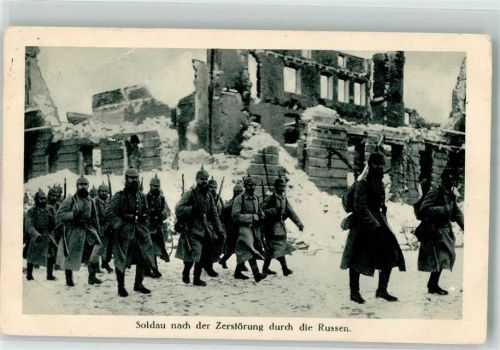 Soldau Dzialdowo Gebrauchsspuren Feldpost WK 1. Cavall.Div. Foto AK Winter Uniform