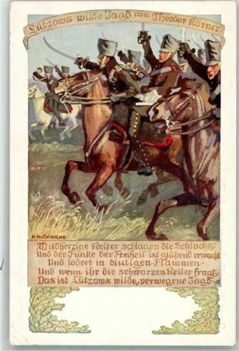 sign. Wilke Alex Lützows wilde Jagd Spruch Deutscher Wehrverein