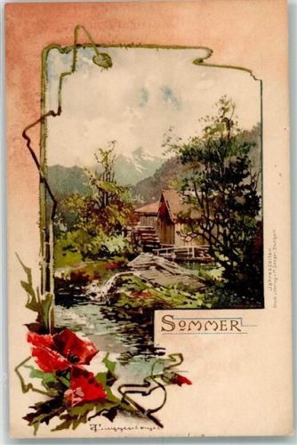 Wassermühle Jahreszeiten Sommer Klatschmohn Verlag M. Seeger