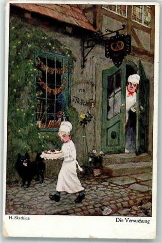 1923 Die Versuchung Bäcker Spitz Primus Wohlgemuth u. Lissner Farbige Meisterdrucke No. 6002