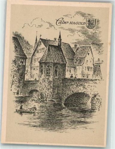 Calw sign. Schäfer-Grohe, Ludwig Nagoldbrücke Württembergische Städtebilder Nr. 82