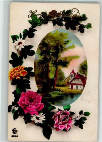1916 handkoloriert Blumen Geburtstag Verlag Rota