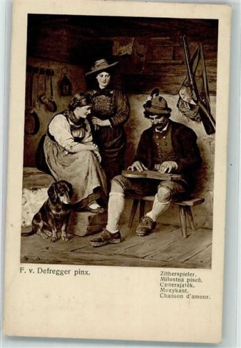 1918 Zitherspieler mit Dackel