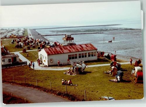 Tossens Foto Original aus Archiv eines Ansichtskartenverlags Campingplatz von der Strandhalle aus Ort handschriftlich