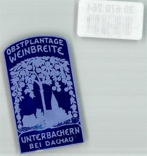 Dachau Obstplantage Weinbreite Baum Kirche Reklamemarke