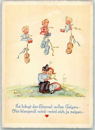 sign. Ch. Müller Liebespaar Engel Verlag A. Lengauer Nr. 1078