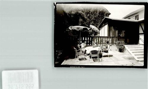 Morlesau Hotel Nöth Terrasse Frau Kind Sonnenschirm Treppe Zaun Ort handschriftlich Foto Original aus Archiv eines Ansichtskartenverlags