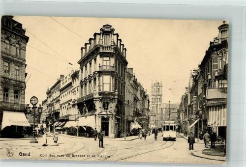 Gand 1915 Straßenbahn Coin des rues de Brabant et de Flandre