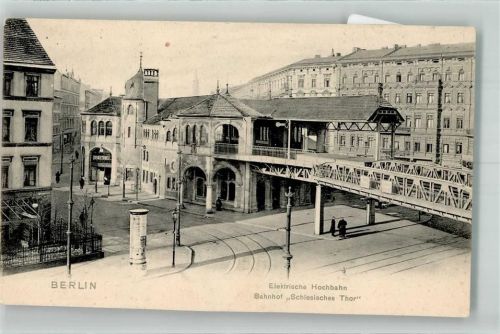 Friedrichshain Litfaßsäule Bahnhof Schlesisches Tor Hochbahn Foto AK