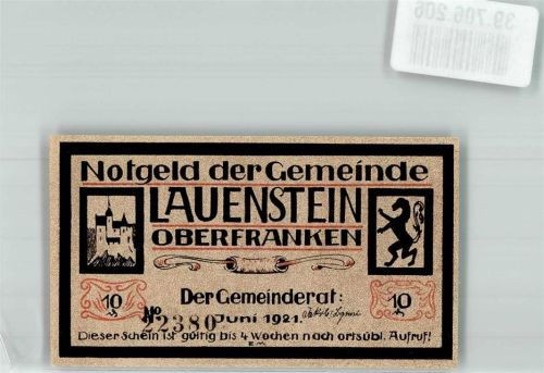 Lauenstein 1921 10 Pfennig
