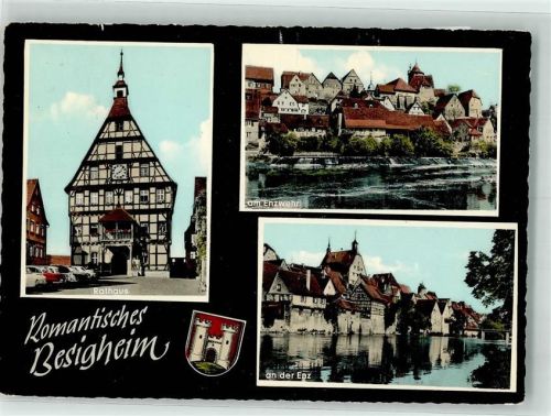 Besigheim 1981 Rathaus Enzwehr Wappen Auto Foto AK