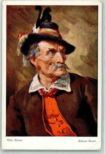 Lengmoos 1927 Rittner Bauer in Südtiroler Tracht Verlag Unterwurzacher 1014 Künstlerkarte