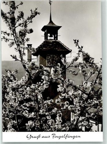 Ingelfingen Gruß Kirche Turm Glocke Uhr Baumblüte