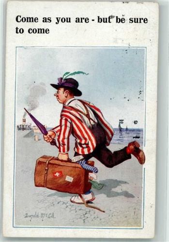 1925 Humor Reisekoffer Regenschirm