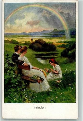 1910 Frieden Eine junge Familie unter einem Regenbogen ASM No. 1518