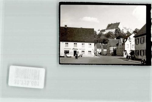 Illertissen Gasthaus Adler Metzgerei Emailleschild Auto Schloss Ort handschriftlich Foto Original aus Archiv eines Ansichtskartenverlags