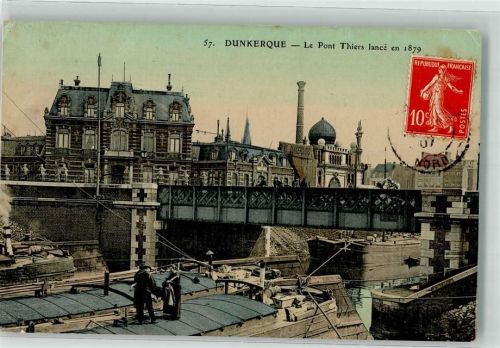 Dunkerque 1907 Le Pont Thiers Briefmarke Bildeite
