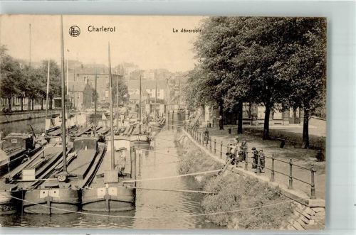 Charleroi 1916 Sonderstempel Hafen Lastkähne