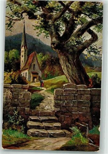 sign. Fuhrmann Georg Verlag A.S.M. Serie 542 Kirche Baum