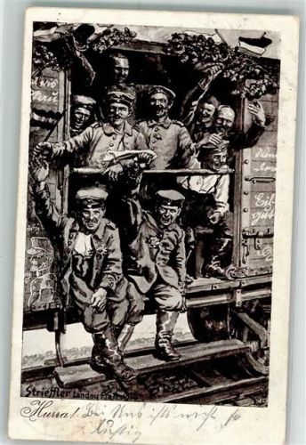 1915 Hurra! Rekruten in der Eisenbahn Propaganda WK I