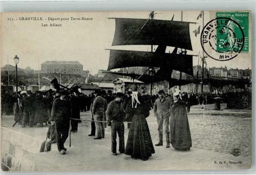 Granville 1909 Hafen Tracht Briefmarke Bildseite