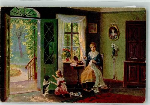 1919 sign. Horst E. Erst schön machen Frau Kind Hund PFB Nr. 4324